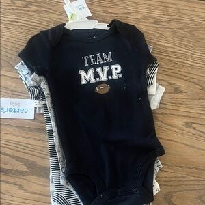 Carter's Team M.V.P. Baby Onesie Set - Black, Gray, White (5 pieces)